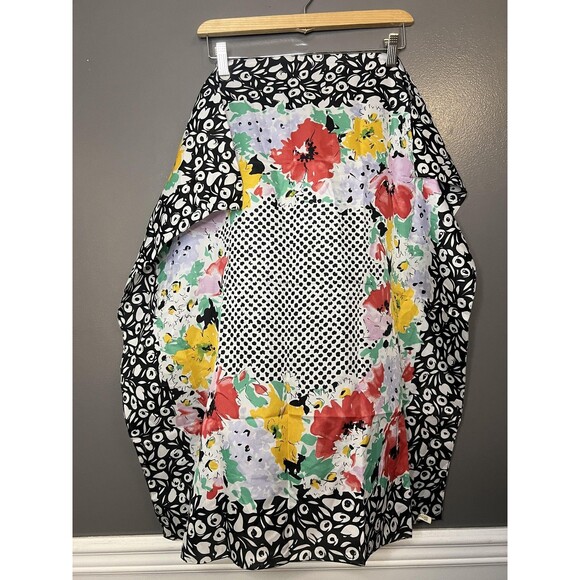 Avon Scarf Womens One Size Multicolor Floral Black White Polka Dot Made Italy - Picture 2 of 5
